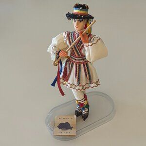 ROMANIAN FOLK ART 9" Male DOLL in "CALUSAR" Dance Costume